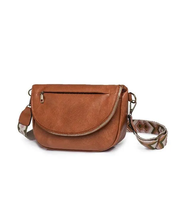 Vintage Vegan Leather Crossbody Bag