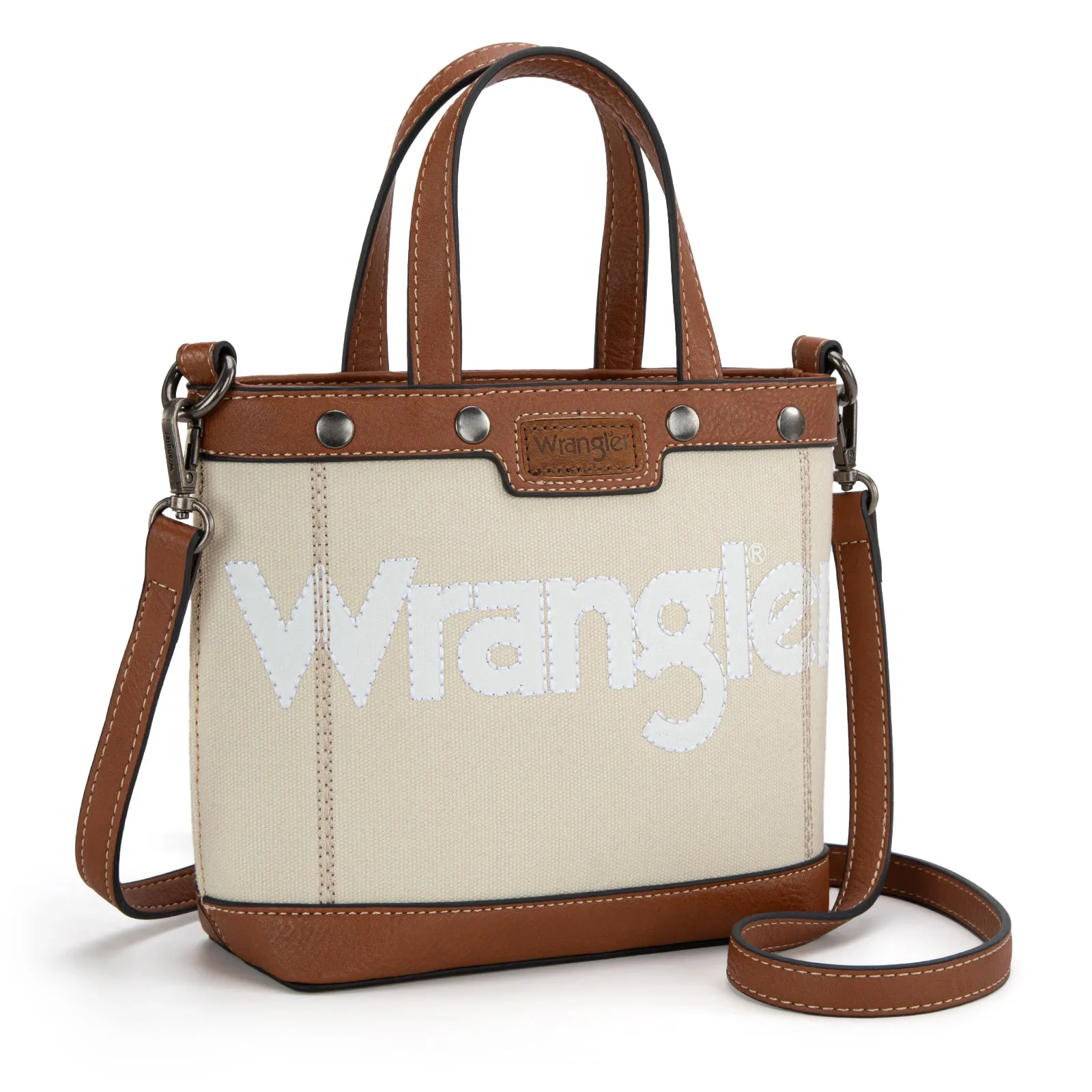 WG142-2005  Wrangler Canvas Mini Top Handle Tote//Crossbody - Tan