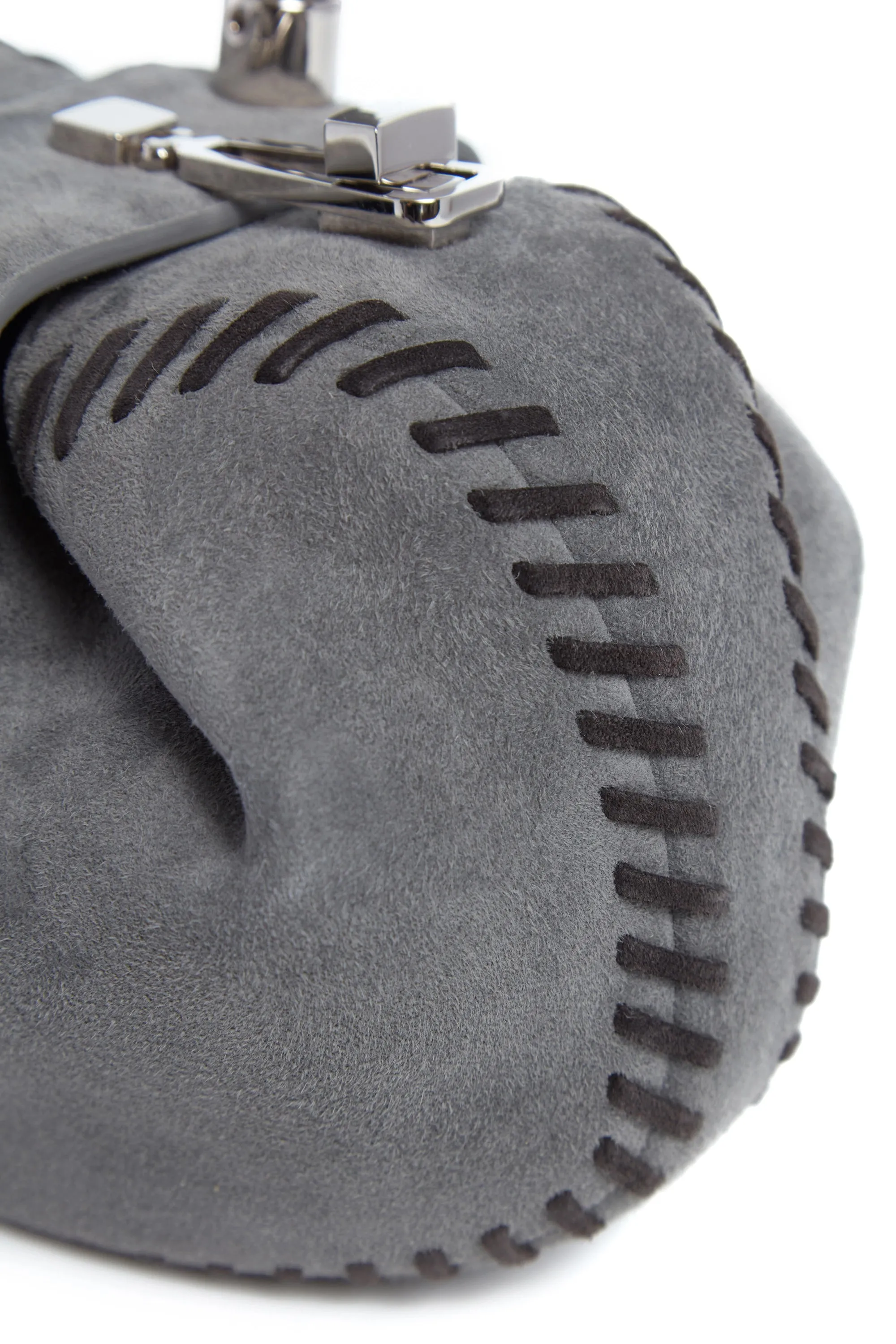 Whipstitch Demi Bag in Charcoal Suede