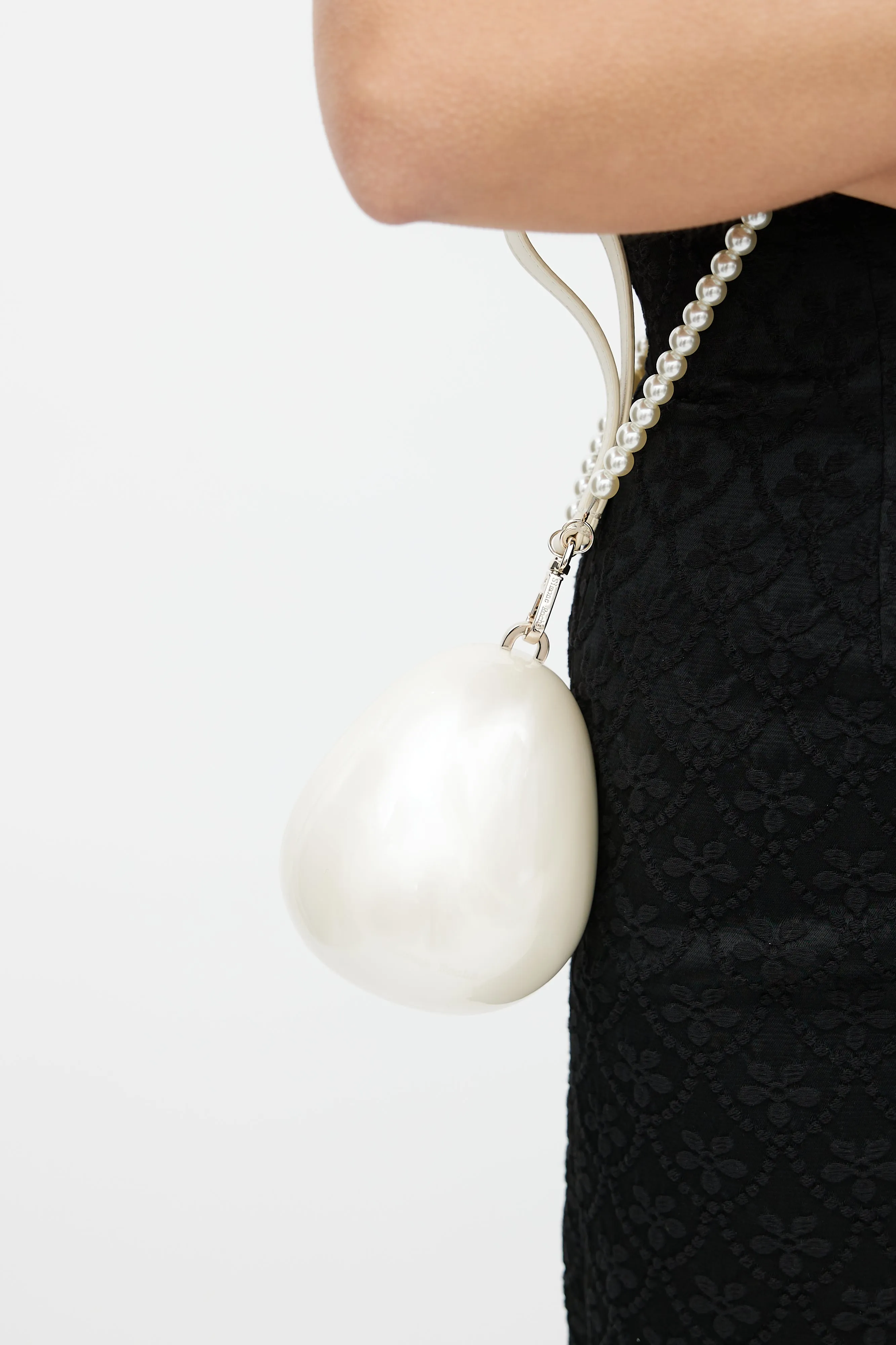 White Micro Pearl Egg Bag