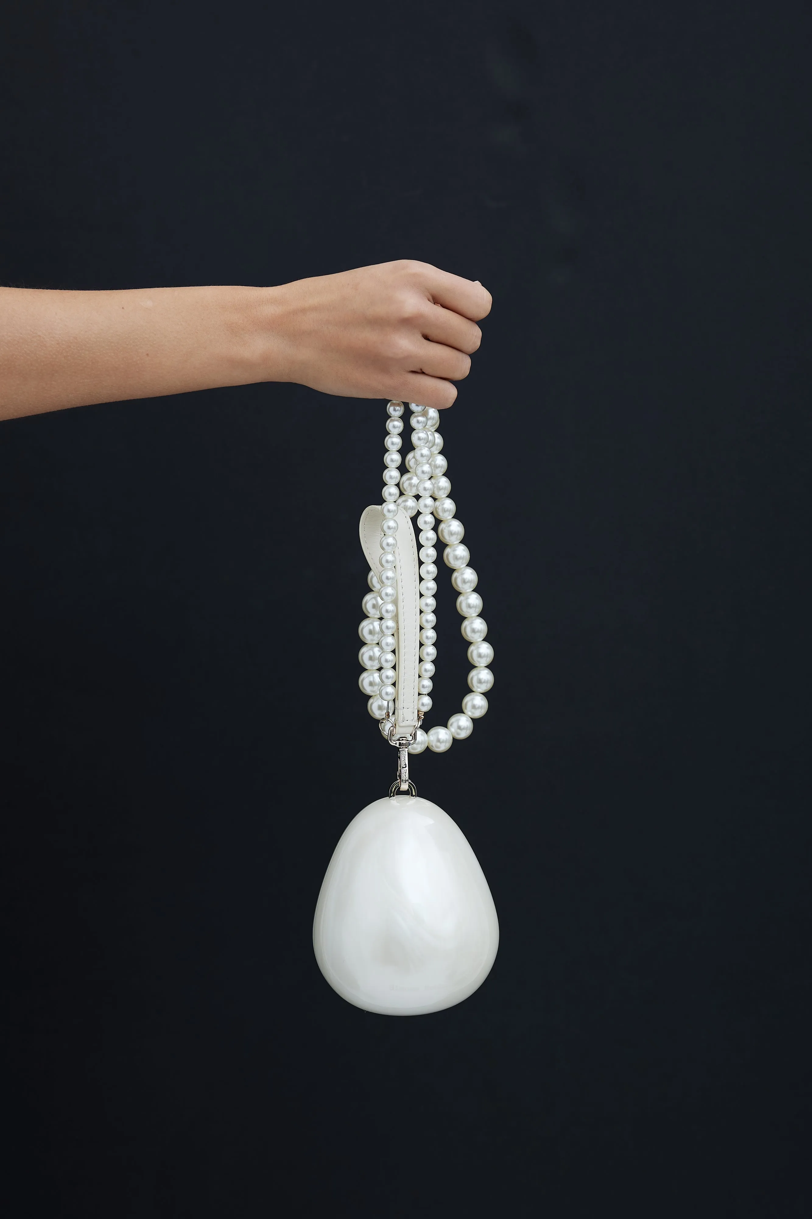 White Micro Pearl Egg Bag