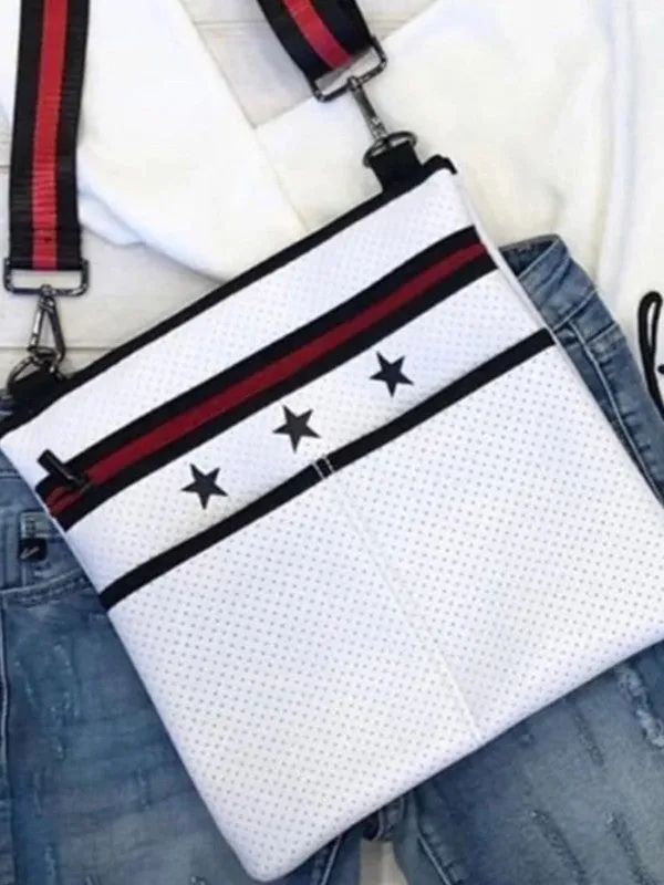 White Stars Neoprene Crossbody