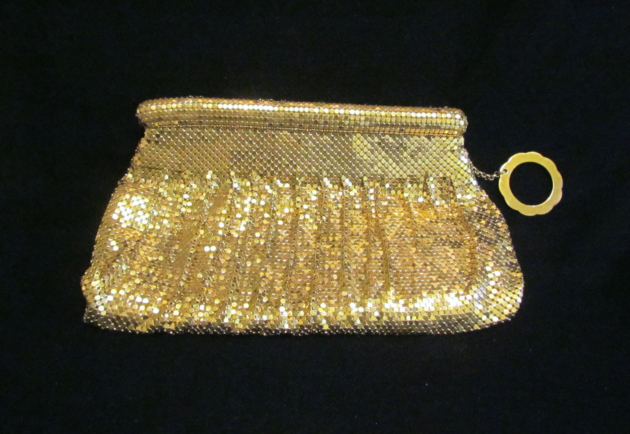 Whiting Davis Gold Mesh Clutch Purse 1940s Formal Evening Bag Unused Mint Condition