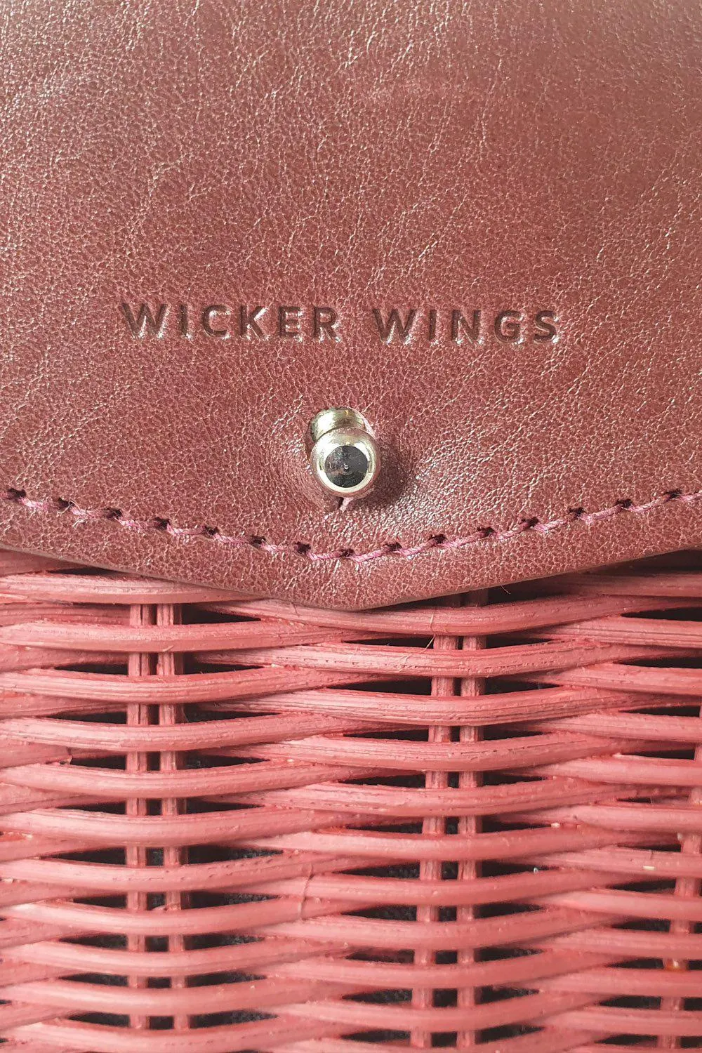 WICKER WINGS Mini Shou Leather Trim Burgundy Crossbody Bag (S)