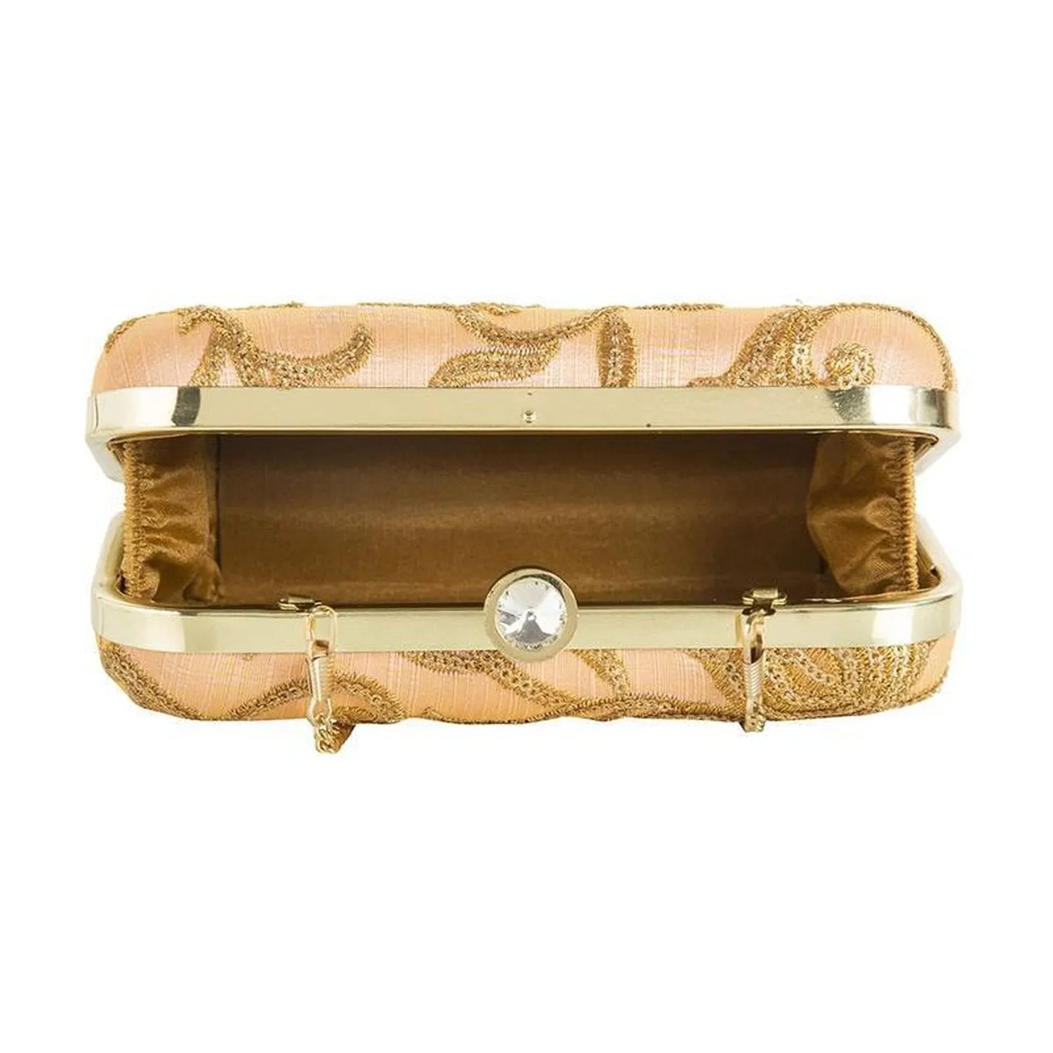 Women's Stylish Gold and Peach Party Wear Latest Design Clutch