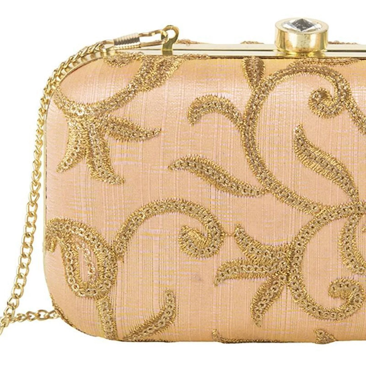 Women's Stylish Gold and Peach Party Wear Latest Design Clutch