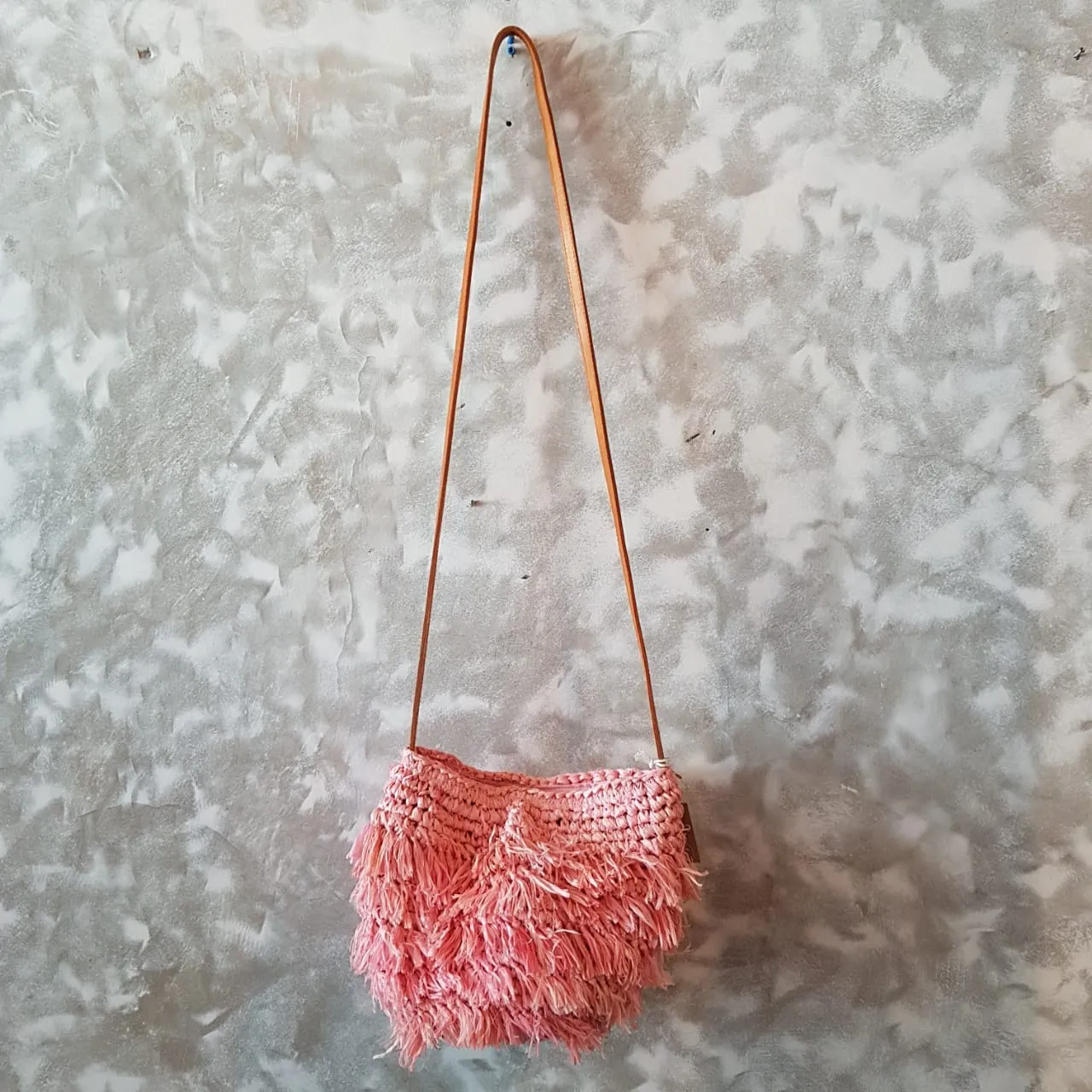 Woven Straw Shoulder Bag In Pink, Black Or Natural With Leather Strap