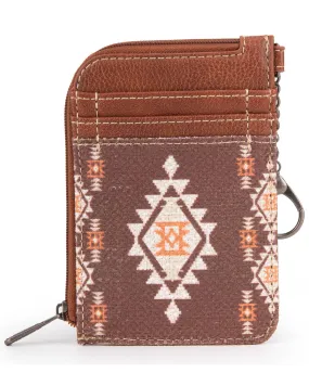 Wrangler Aztec Mini Zip Card Wallet - Dark Coffee