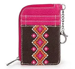 Wrangler Aztec Mini Zip Card Wallet - Hot Pink