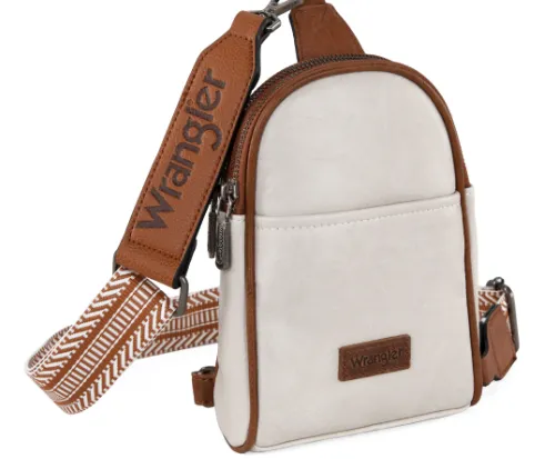 Wrangler Beige & Brown Crossbody Sling Purse WG87-324