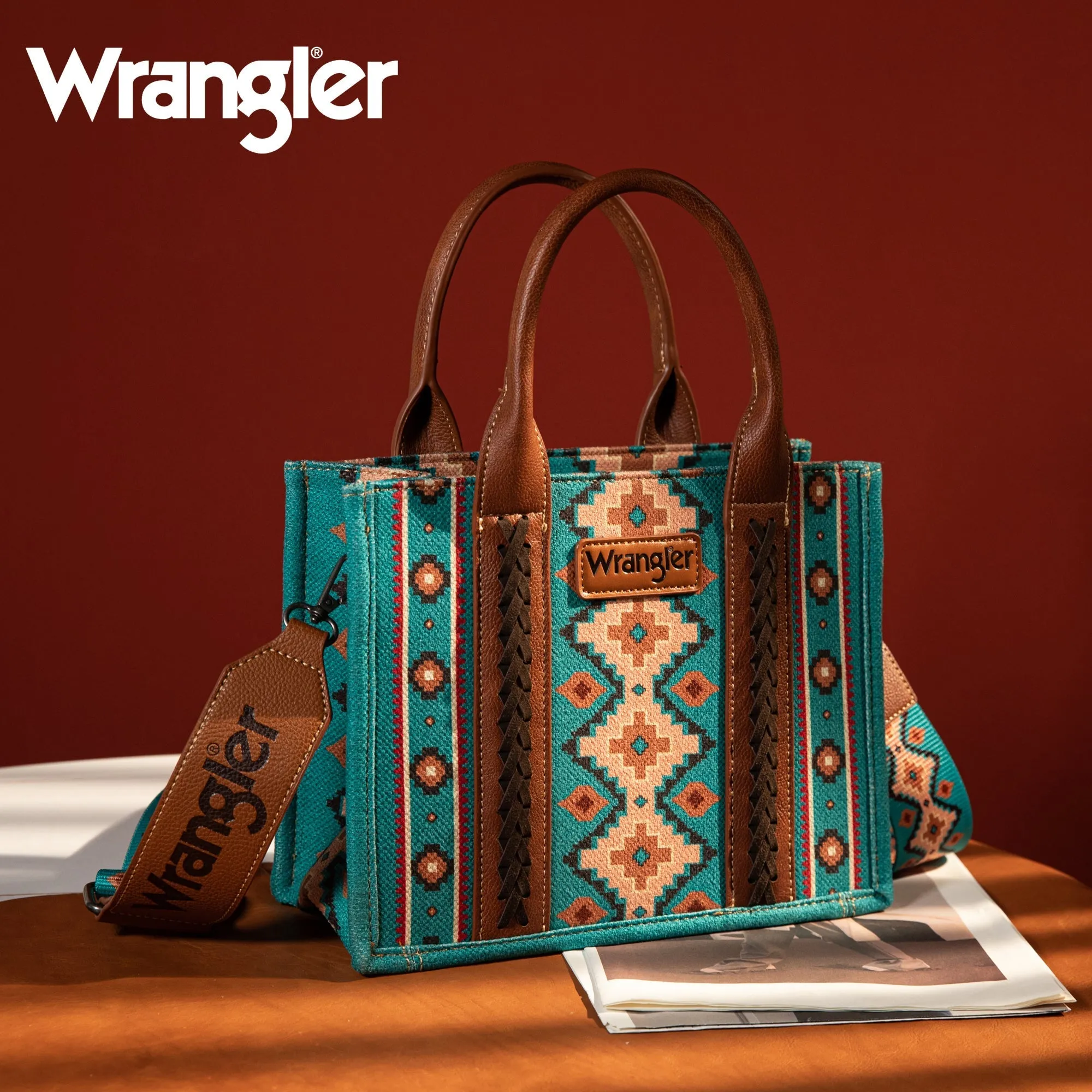 Wrangler Southwestern Print Small Canvas Tote/Crossbody Bag (WG2203-8120STQ)