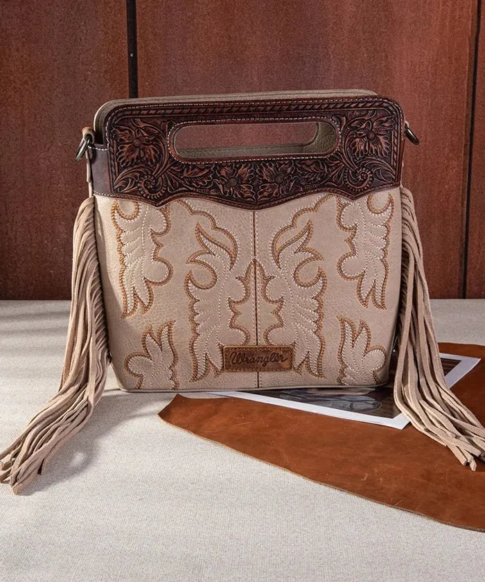 Wrangler Tooled Fringed Crossbody Bag