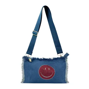 Zip Up Red Smile Fringe Canvas Pouch